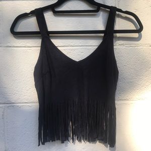 Charlotte Russe Fringe suede crop top